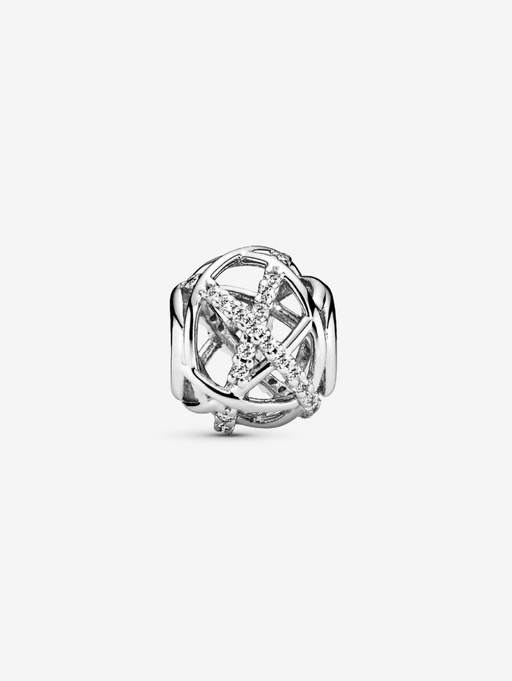 Auth. Pandora Openwork abstract Sterling silver charm with cubic zirconia